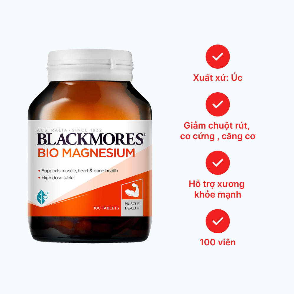 Thực phẩm bảo vệ sức khỏe Blackmores Bio Magnesium (Chai 100 viên)