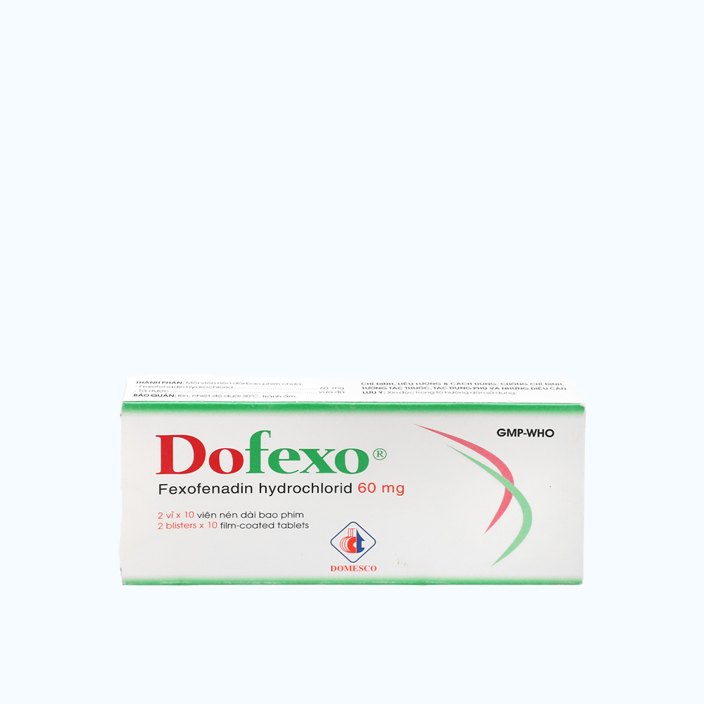 Viên nén bao phim Dofexo 60mg điều trị triệu chứng dị ứng, mày đay (2 vỉ x 10 viên)