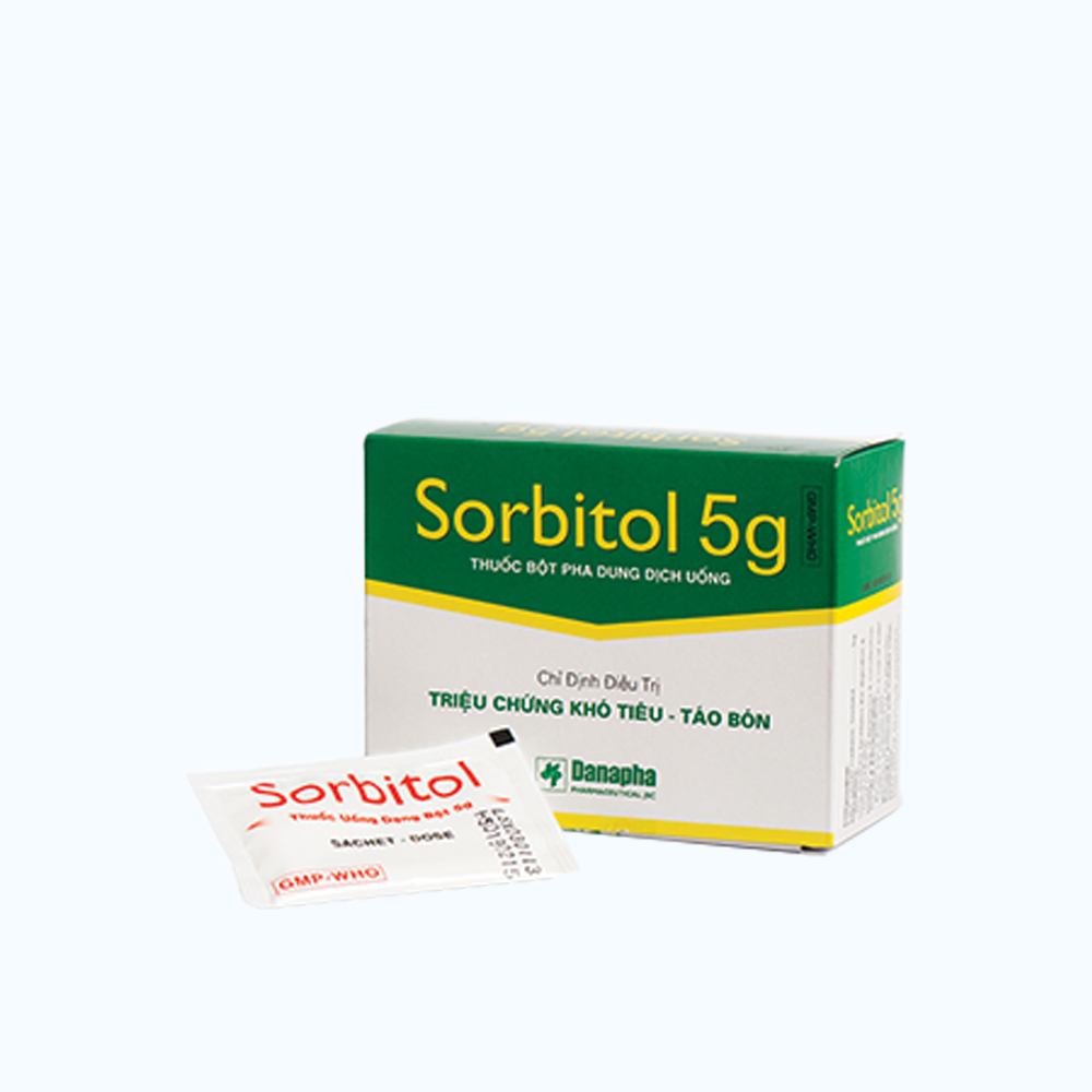 Bột pha dung dịch uống Sorbitol 5g Danapha trị táo bón, rối loạn tiêu hóa, khó tiêu (hộp 20 gói)