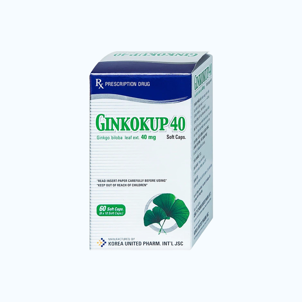 Viên nang mềm Ginkokup 40mg  điều trị bệnh sa sút trí tuệ, kể cả bệnh Alzheimer (6 vỉ x 10 viên)