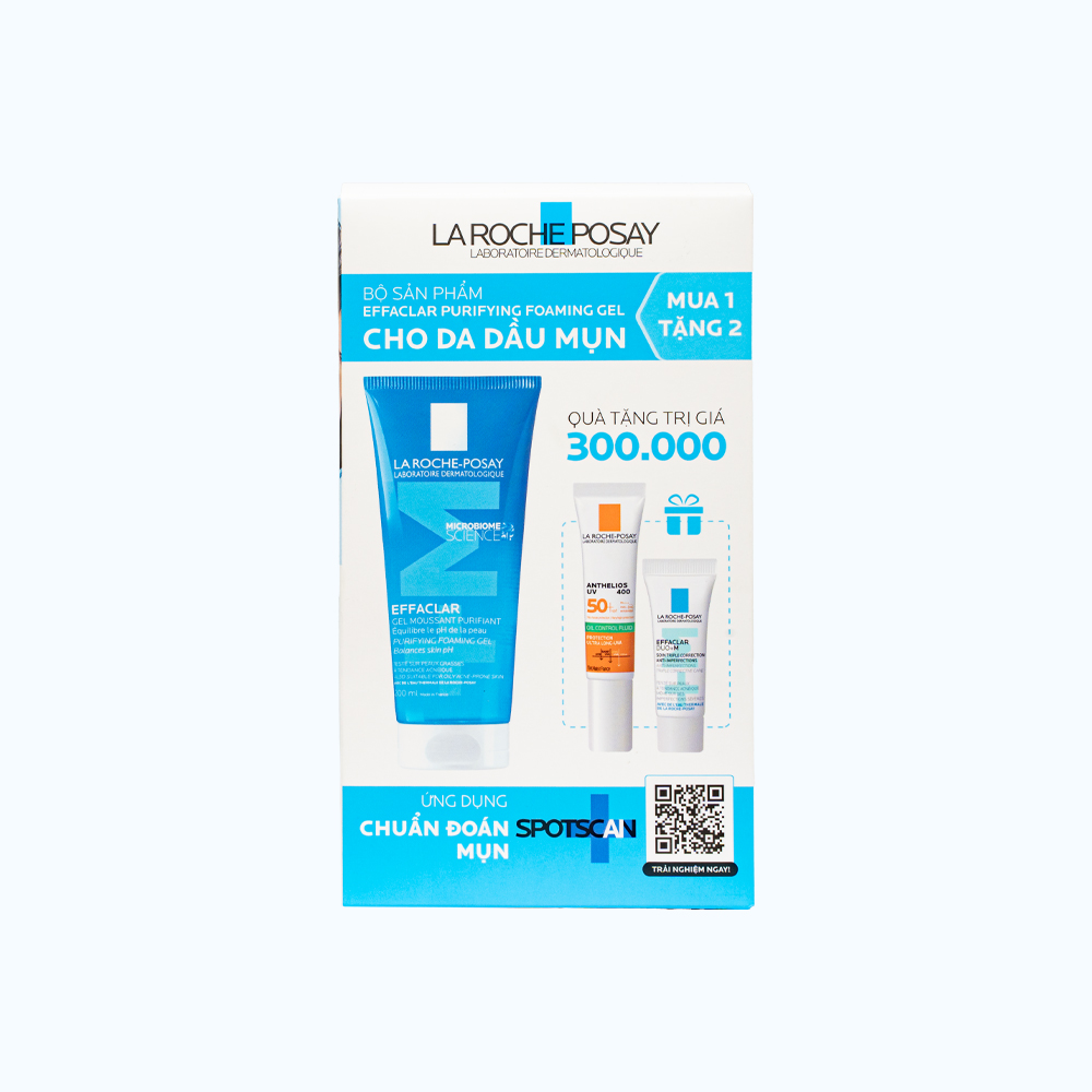 Bo Qua Tang La Roche Posay Effaclar Gel RM Cho Da Dau Nhay Cam 200ml + LRP Sua Chong Nang 15ml