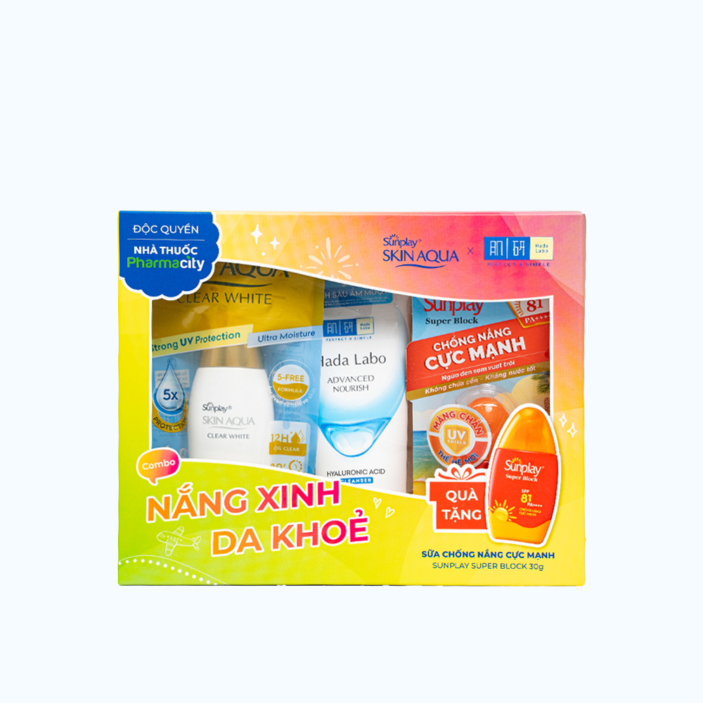 Bo Qua Tang Rohto 3 Mon ( 1 SRM Hadalabo+ 1 UV Sunplay 55g + 1 UV 30g)