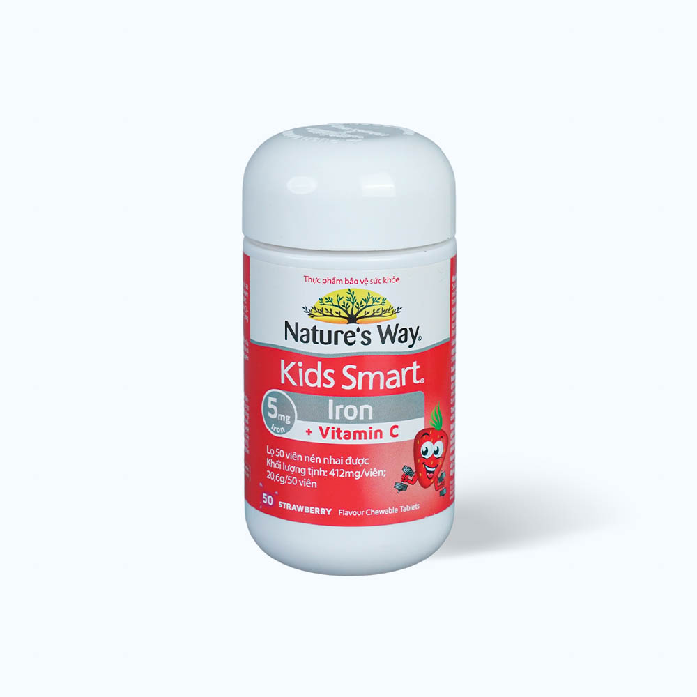 NATURE'S WAY Kids Smart Vien Nhai B.Sung Sat & Vitamin C (Hop 50 Vien)