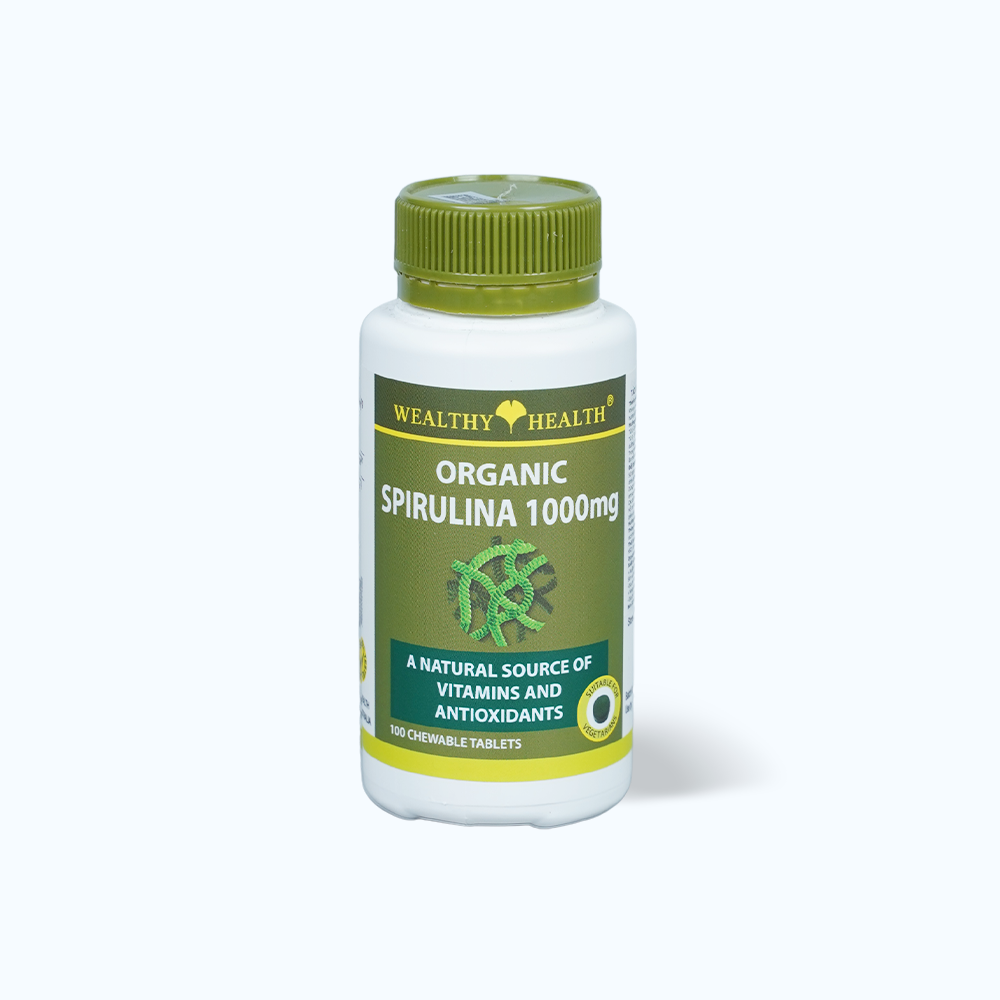 Wealthy Health Vien Uong Tao Spirulina Huu Co 1000mg (Hop 100v)