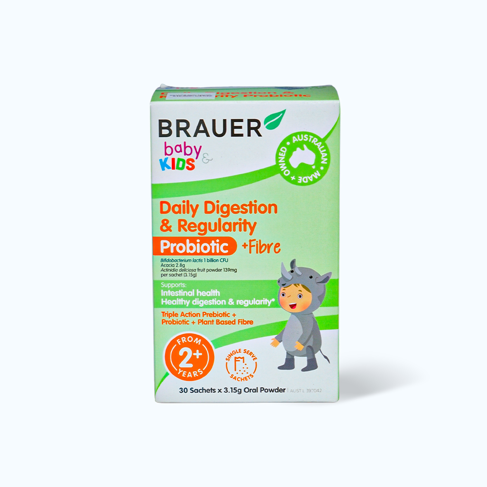 BRAUER Daily Digestion & Fibre H.Tro Tieu Hoa Tre Tu 2Y (Hop 30 Goi x 3.15g)