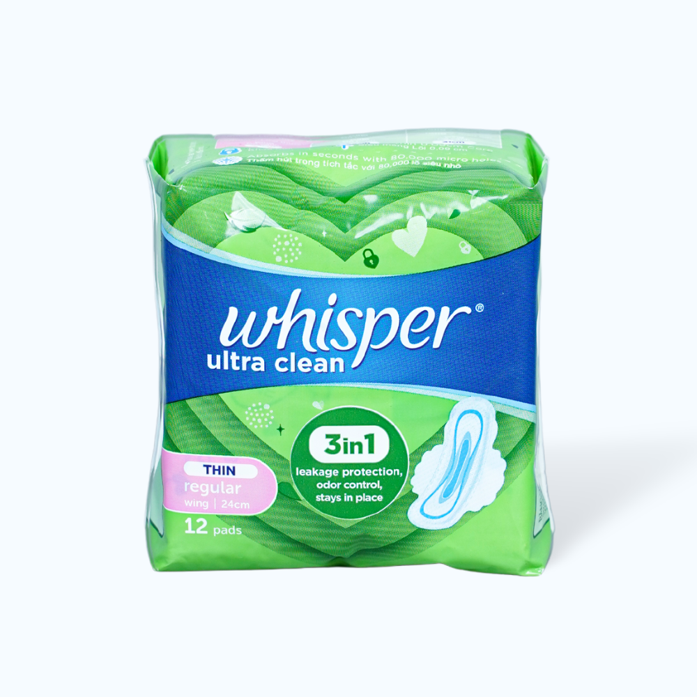 Whisper BVS Ban Ngay Sieu Mong Canh Ultra Clean Canh 24cm 12 Mieng