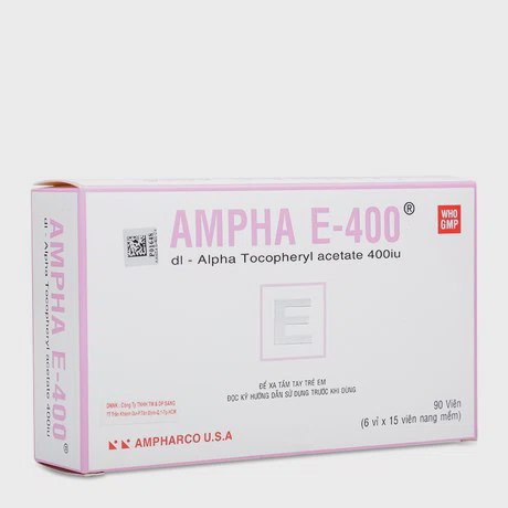 Thuốc điều trị và dự phòng tình trạng thiếu Vitamin E Ampha E-400 (90 viên/hộp)