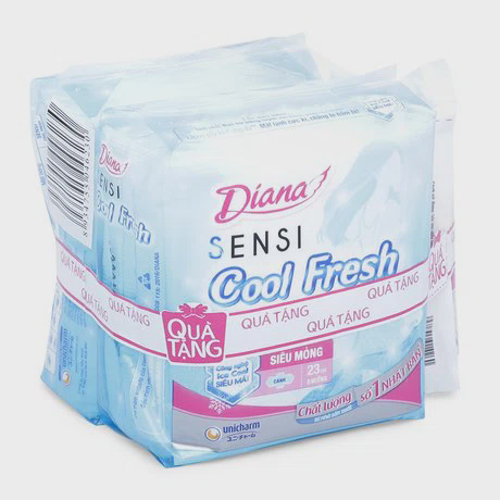 Mua 2 gói BVS siêu mỏng cánh mát lạnh Diana Sensi Cool Fresh (8 miếng/gói) + Tặng kèm BVS Sensi Night (2 miếng)