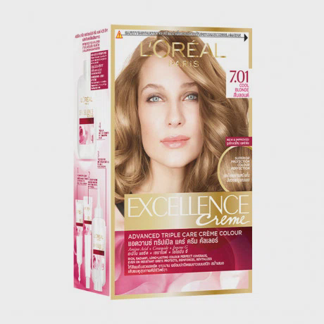 Kem nhuộm dưỡng tóc phủ bạc L'Oreal Excellence Crème màu vàng sáng 7.01 (172ml)