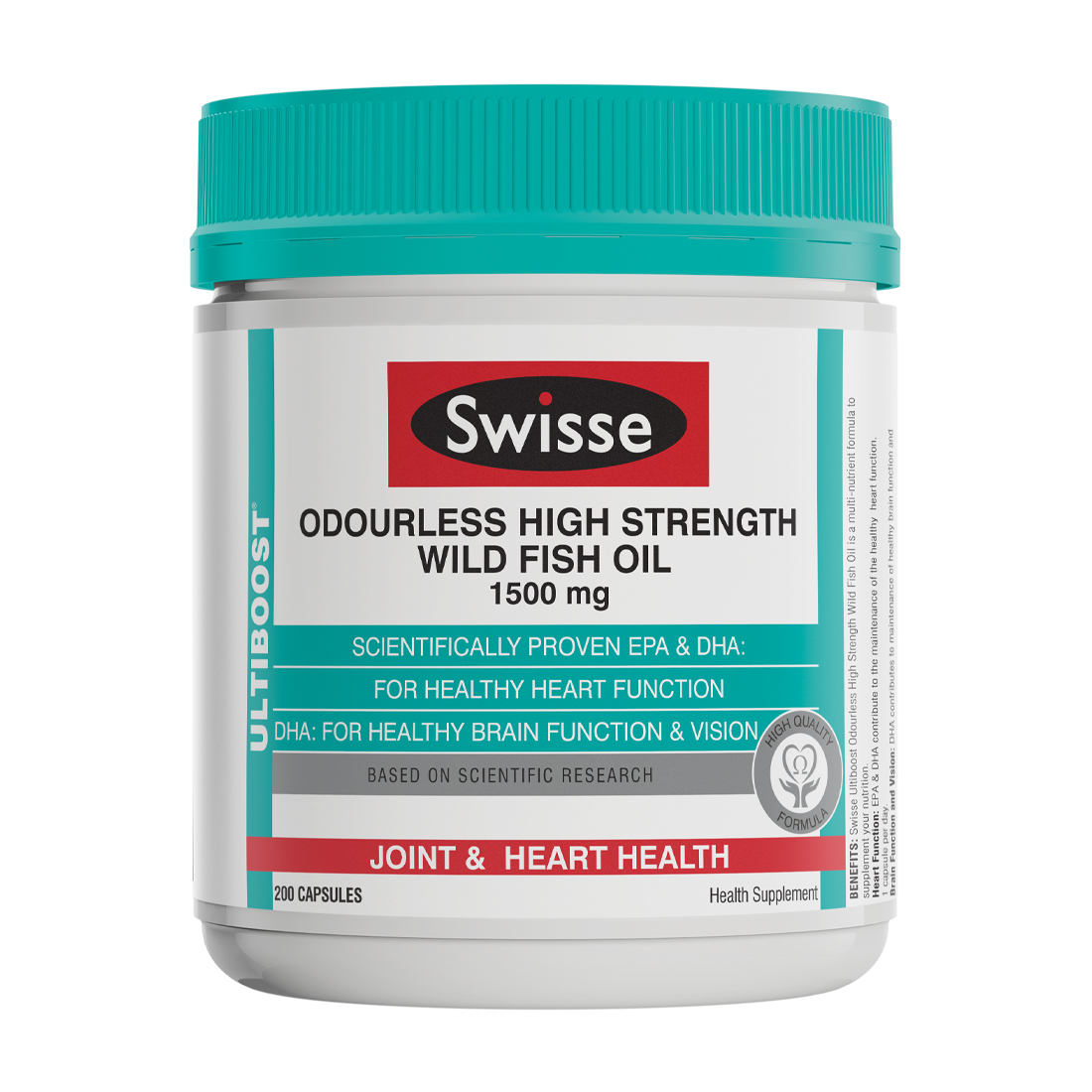 Thực phẩm bảo vệ sức khỏe - Viên uống dầu cá Swisse Ultiboost Odourless Fish Oil 1500mg (Lọ 200 viên)