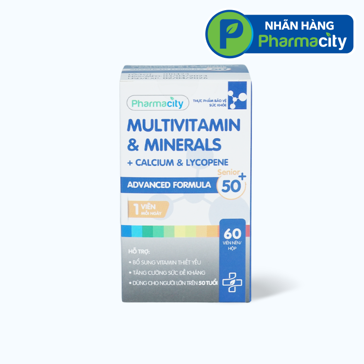 PMC Multivitamin & Minerals, Calcium & Lycopene-Senior 50+ (Chai 60 Vien)