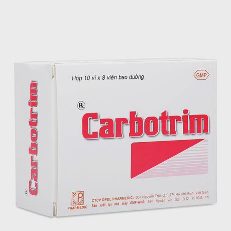 Viên bao đường Carbotrim trị viêm tai giữa, nhiễm khuẩn tiết niệu, tuyến tiền liệt (10 vỉ x 8 viên)