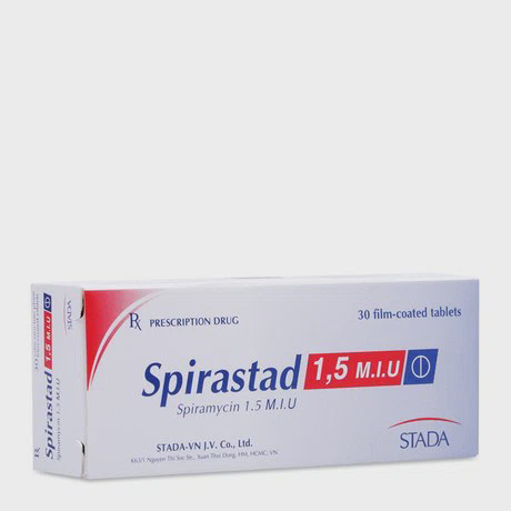 Viên nén bao phim Spirastad 1.5 M.I.U điều trị nhiễm khuẩn (3 vỉ x 10 viên)