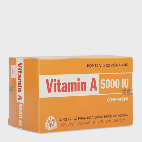 Thuốc dự phòng và điều trị các triệu chứng thiếu Vitamin A 5000IU (10 vỉ x 20 viên/hộp)
