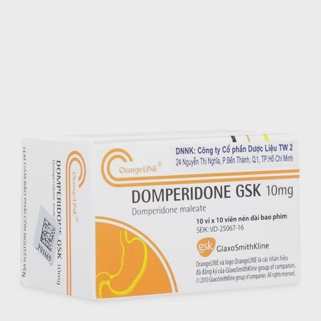 Thuốc điều trị triệu chứng buồn nôn, khó tiêu sau bữa ăn Domperidone GSK 10mg (10 vỉ x 10 viên/hộp)