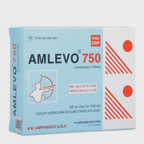 Thuốc điều trị nhiễm trùng nhẹ, trung bình và nặng ở người lớn trên 18 tuổi Amlevo 750mg (2 vỉ x 5 viên/hộp)
