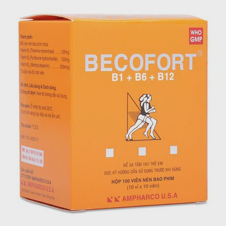 Thuốc phòng và điều trị sự thiếu hụt Vitamin nhóm B Becofort (10 vỉ x 10 viên/hộp)