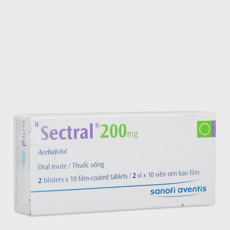 Thuốc điều trị tăng huyết áp, nhồi máu cơ tim và dự phòng cơn đau thắt ngực Sectral 200mg (2 vỉ x 10 viên/hộp)