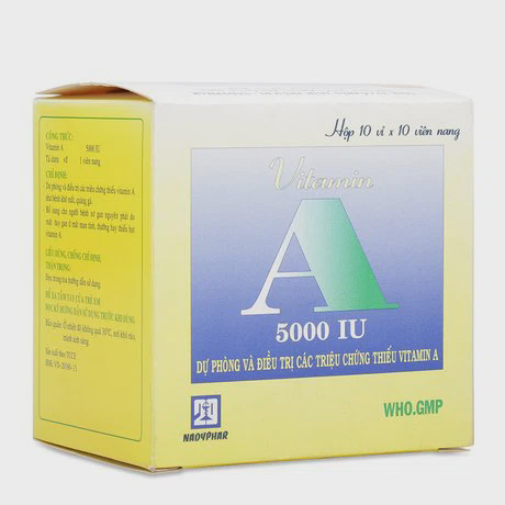 Vitamin A 5000IU  (Hộp 10 vỉ x 10 viên)