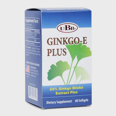 Thực phẩm bảo vệ sức khoẻ hỗ trợ tăng cường tuần hoàn máu não UBB Ginkgo - E Plus (60 viên/lọ)