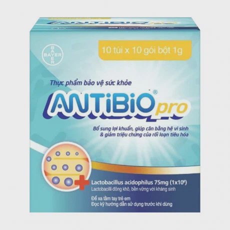 Thực phẩm bảo vệ sức khoẻ hỗ trợ cân bằng hệ vi sinh đường ruột Bayer Antibio Pro (10 lốc x 10 gói/hộp)