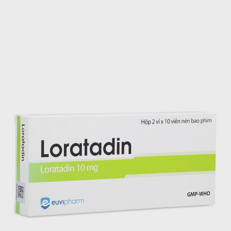 Thuốc điều trị viêm mũi dị ứng và viêm kết mạc dị ứng Loratadin 10mg (2 vỉ x 10 viên/hộp)