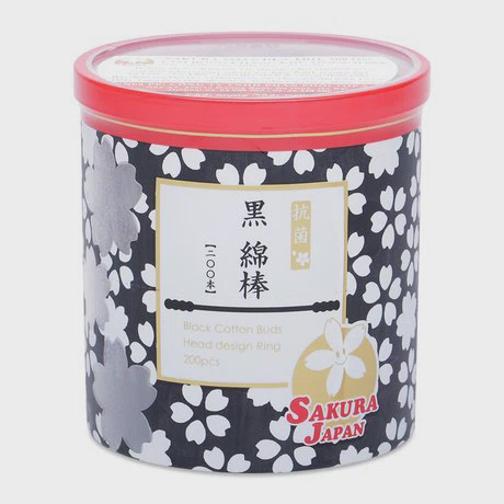 Tăm bông kháng khuẩn dạng xoắn màu đen Sakura TB11 (200 que/ hộp)