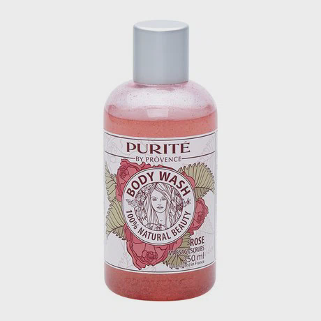 Sữa tắm hạt massage chiết xuất hoa hồng Purite By Provence (250ml)