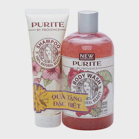 Sữa tắm hạt massage chiết xuất hoa hồng Purite By Provence (500ml)