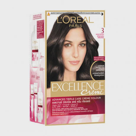 Kem nhuộm dưỡng tóc phủ bạc màu 3 nâu đen tự nhiên L'Oreal Excellence Crème