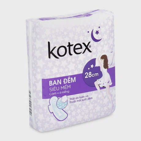 Băng vệ sinh siêu mềm cánh ban đêm Kotex (4 miếng/gói)