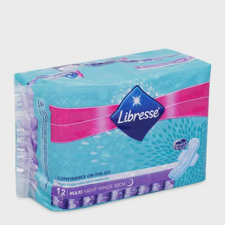 Băng vệ sinh Maxi cánh hương trà xanh ban đêm Libress Night Wings (12 miếng/gói)