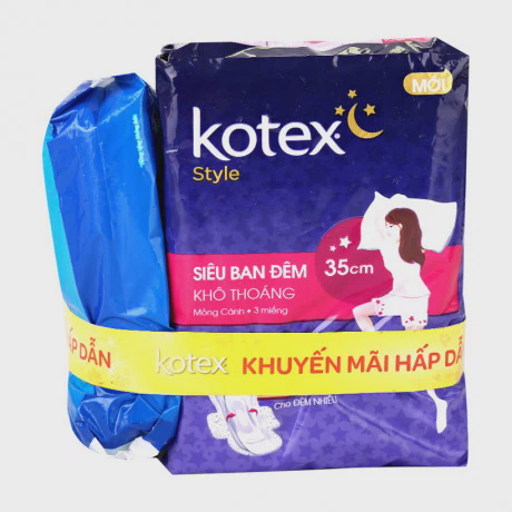 Mua 2 gói băng vệ sinh siêu mỏng cánh ban đêm Kotex Style 35cm (3 miếng/gói) + Tặng kèm bộ chăm sóc toàn diện Kotex