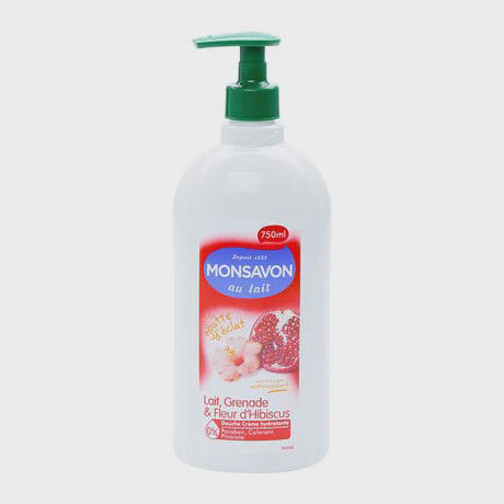 Sữa tắm chiết xuất sữa, lựu và hoa dâm bụt Monsavon (750ml)
