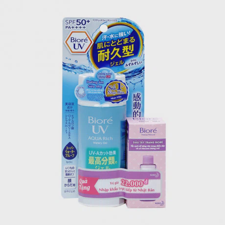 Gel chống nắng Bioré UV Aqua Rich Watery Gel SPF 50+/PA++++ (90ml) + Tặng kèm dầu tẩy trang Bioré (20ml)