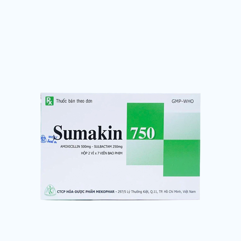 Viên nén bao phim Sumakin 500mg /250mg kháng sinh điều trị nhiễm khuẩn (2 vỉ x 7 viên)