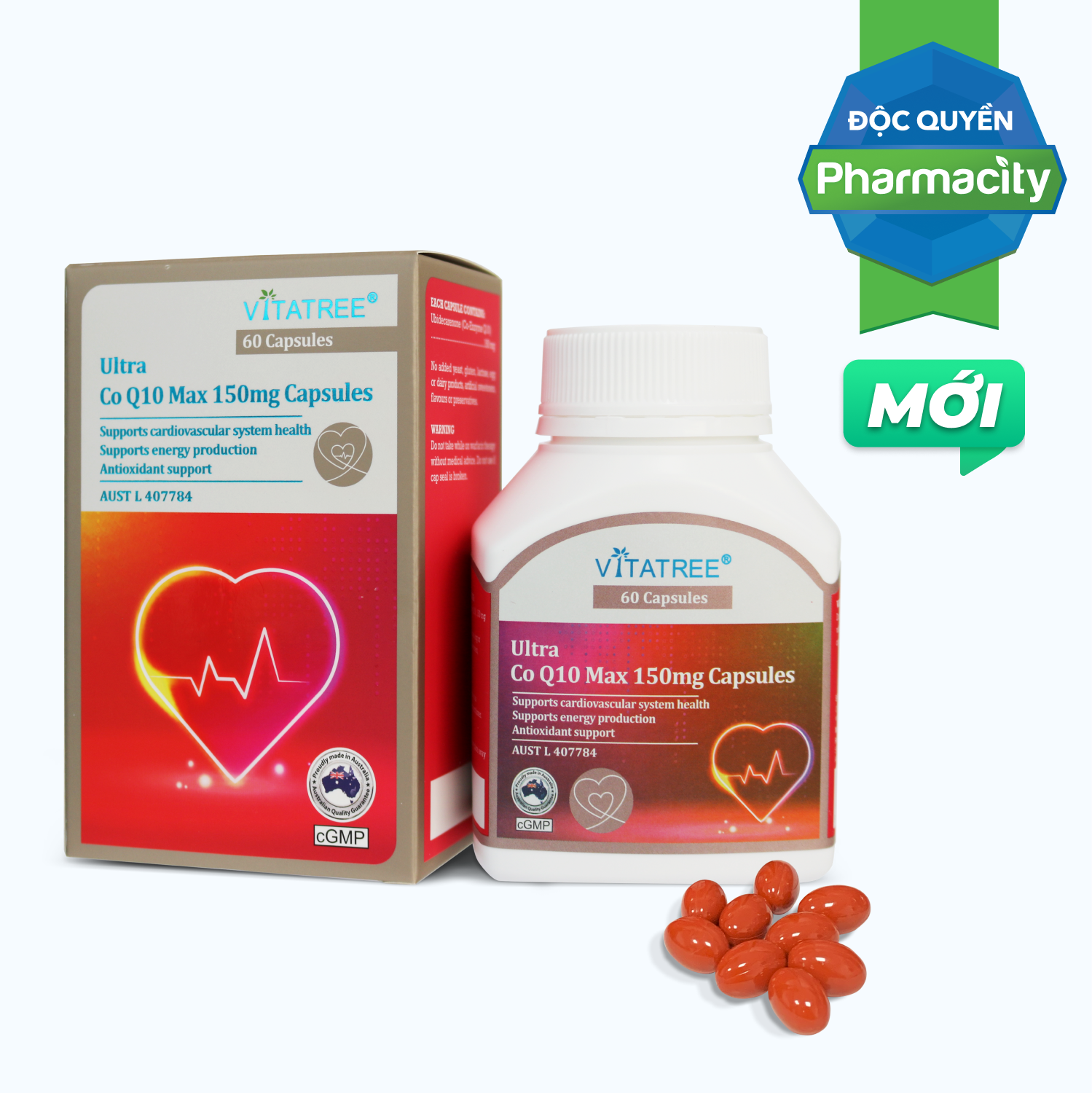 Vitatree Ultra CO Q10 Max 150mg Ho Tro Suc Khoe Tim Mach (Hop 60v)
