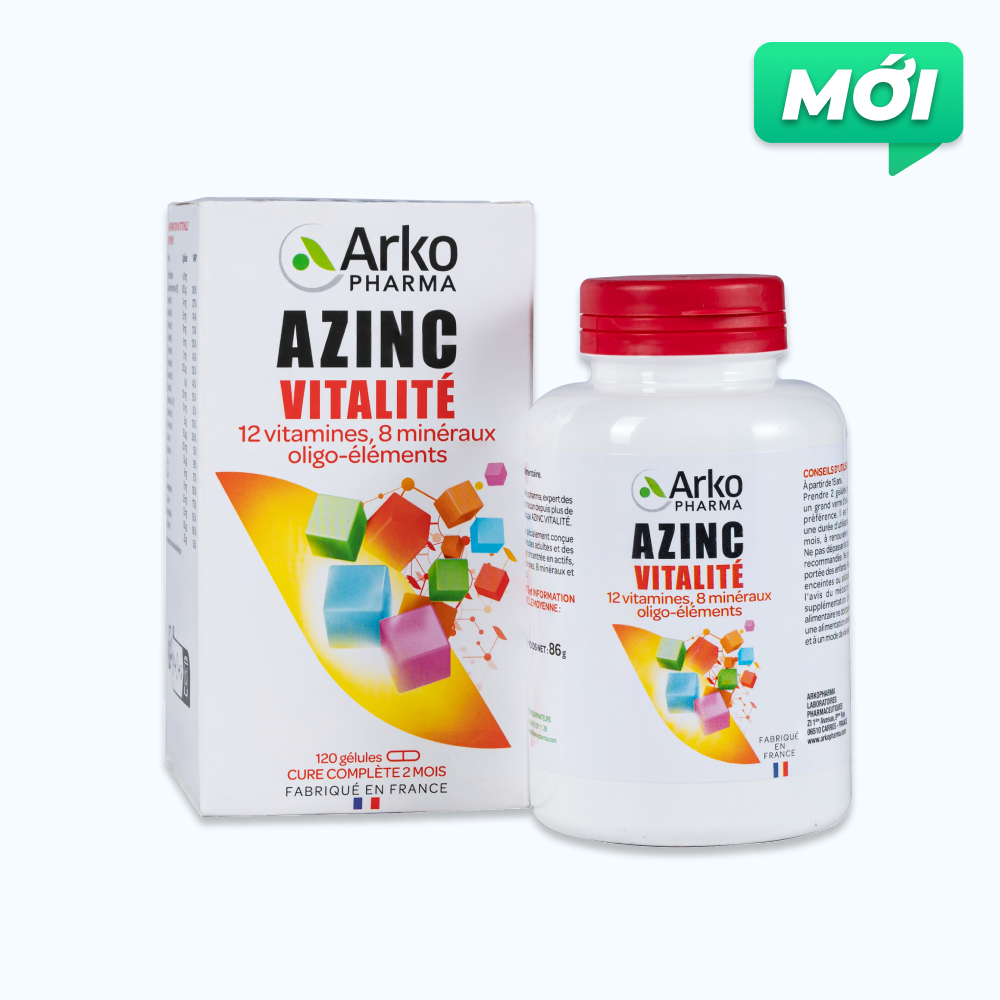 Arkopharma Azinc Multivitamin Bo Sung vitamin và Khoang chat Giup Tang Cuong Suc Khoe (Hop 120 vien)