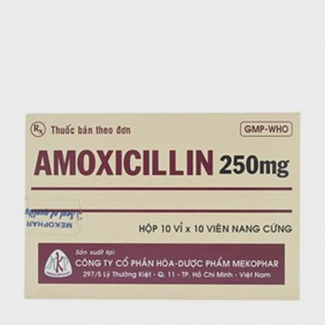 Viên nang Amoxicilin 250mg Mekophar kháng sinh điều trị nhiễm khuẩn (10 vỉ x 10 viên)