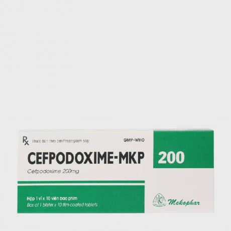 Viên nén Cefpodoxime-MKP 200mg kháng sinh điều trị nhiễm khuẩn (1 vỉ x 10 viên)