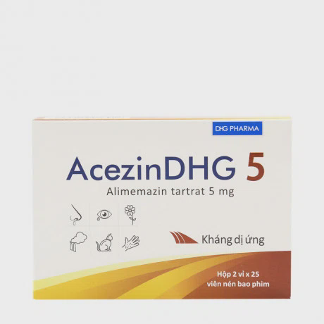 Viên nén AcezinDHG 5mg điều trị dị ứng hô hấp và ngoài da (2 vỉ x 25 viên)