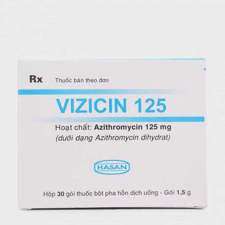 Bột pha uống Vizicin 125mg điều trị nhiễm khuẩn đường hô hấp (hộp 30 gói)