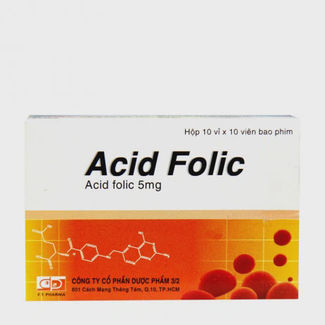 Viên nén Acid Folic 5mg điều trị và phòng tình trạng thiếu acid folic (10 vỉ x 10 viên)