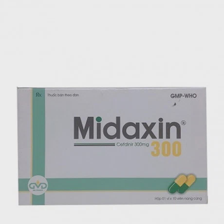 Viên nang Midaxin 300mg kháng sinh điều trị nhiễm khuẩn (1 vỉ x 10 viên)