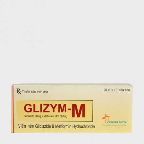 Viên nén Glizym-M điều trị đái tháo đường không phụ thuộc insulin (type 2) (20 vỉ x 10 viên)