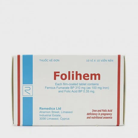 Folihem 310mg Remedica (Hộp 10 vỉ x 10 viên)