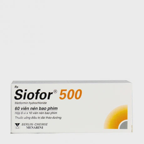 Viên nén Siofor 500mg Menarini điều trị đái tháo đường type 2 (6 vỉ x 10 viên)