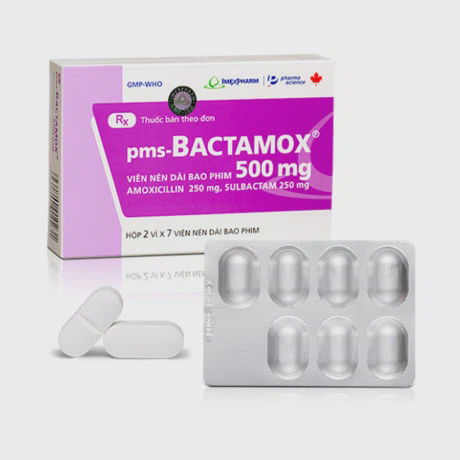 Viên nén bao phim Bactamox 500mg Imexpharm kháng sinh điều trị nhiễm khuẩn (2 vỉ x 7 viên)