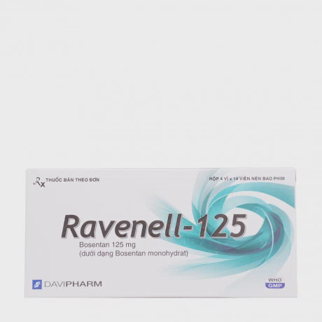 Viên nén bao phim Ravenell 125 Davipharm điều trị tăng áp lực động mạch phổi (4 vỉ x 14 viên)