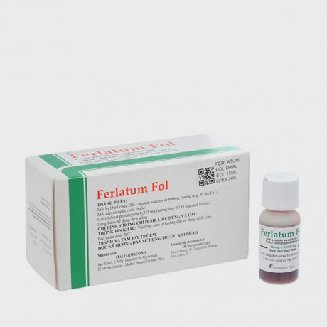 Dung dịch uống Ferlatum Fol 800mg/0,235mg bổ sung sắt, bổ máu (10 chai x 15ml)